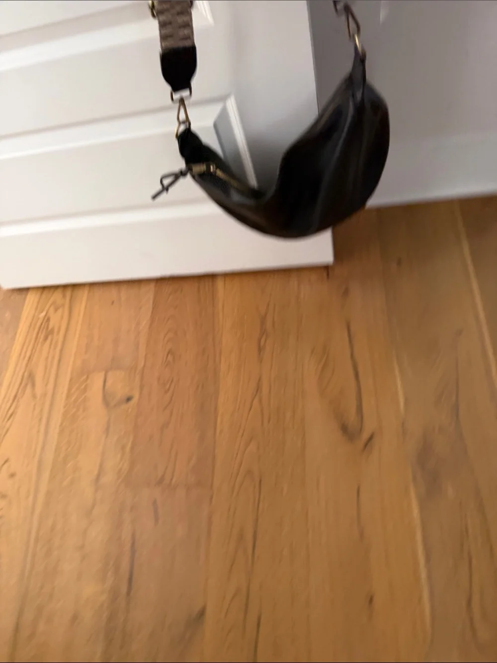 Anthropologie Black Leather Crossbody Bag with Woven Strap